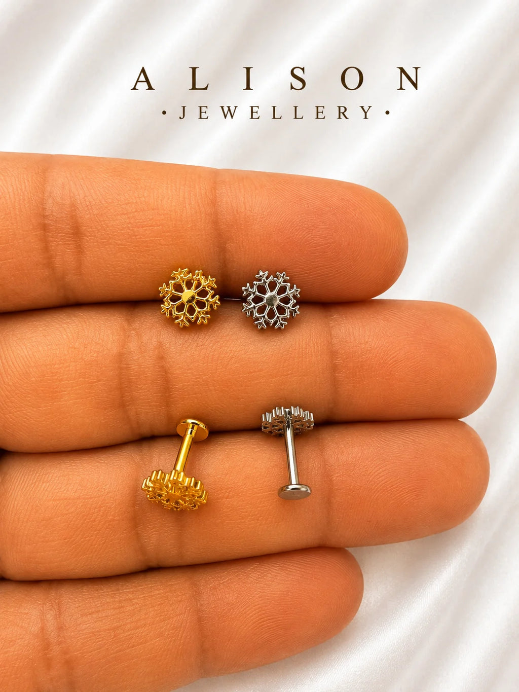 ASTM F136 Titanium Snowflake Labret Stud - PAIR