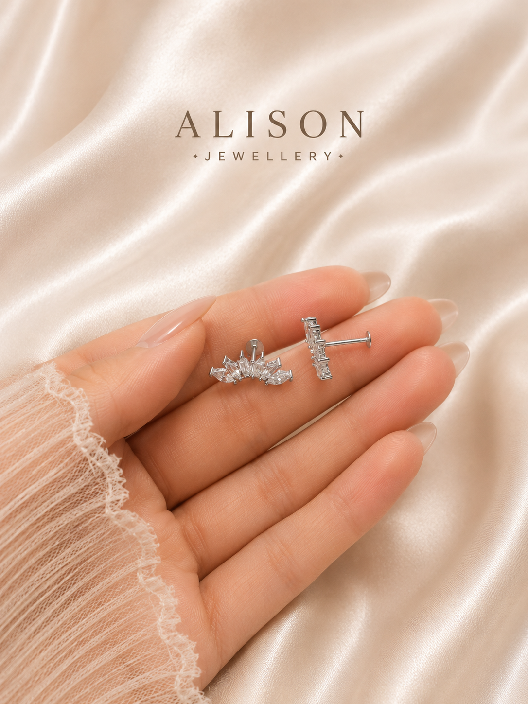 Stainless Steel Leaf Cluster Stud Earrings - PAIR