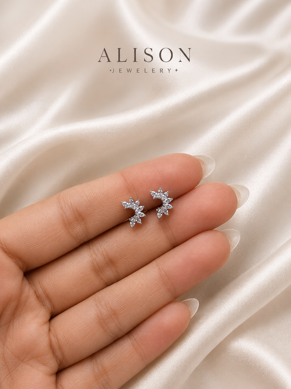 Stainless Steel Marquise CZ Cluster Cartilage Stud - PAIR