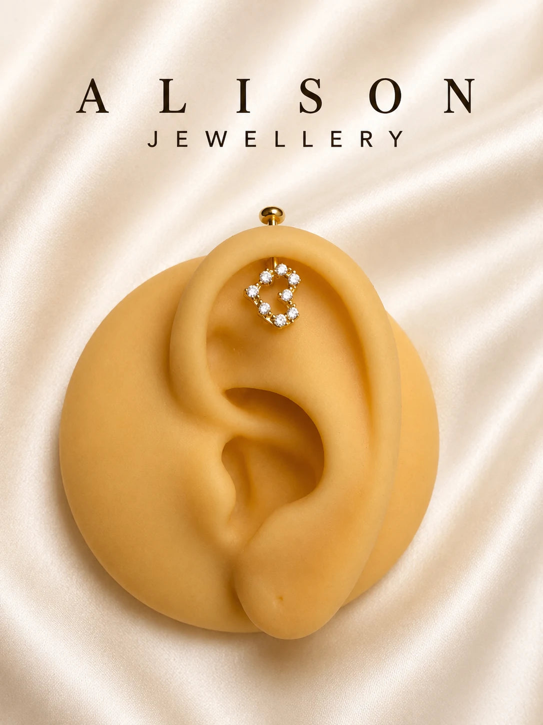 Gold & Silver Heart Shape Upper Helix(BUGADI) 16G - 1 Piece