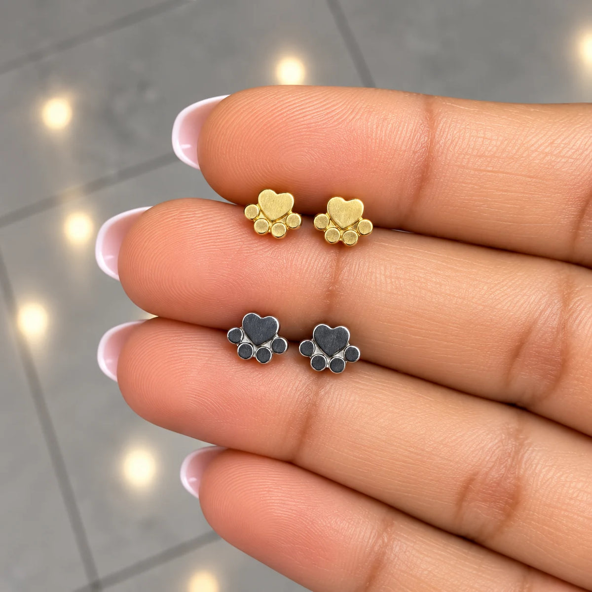 ASTM F136 Titanium Heart Paw Labret Stud - PAIR