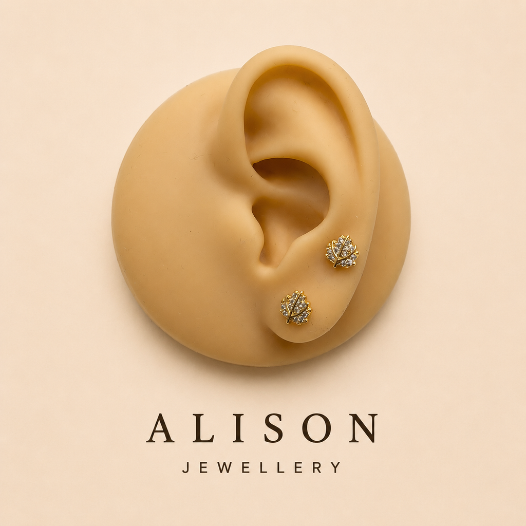 Stainless Steel Planet Zircon Flat Back Stud - PAIR