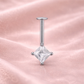 Square Shape White Diamond CZ Upper Helix(BUGADI) Studs 16G - 1 Piece