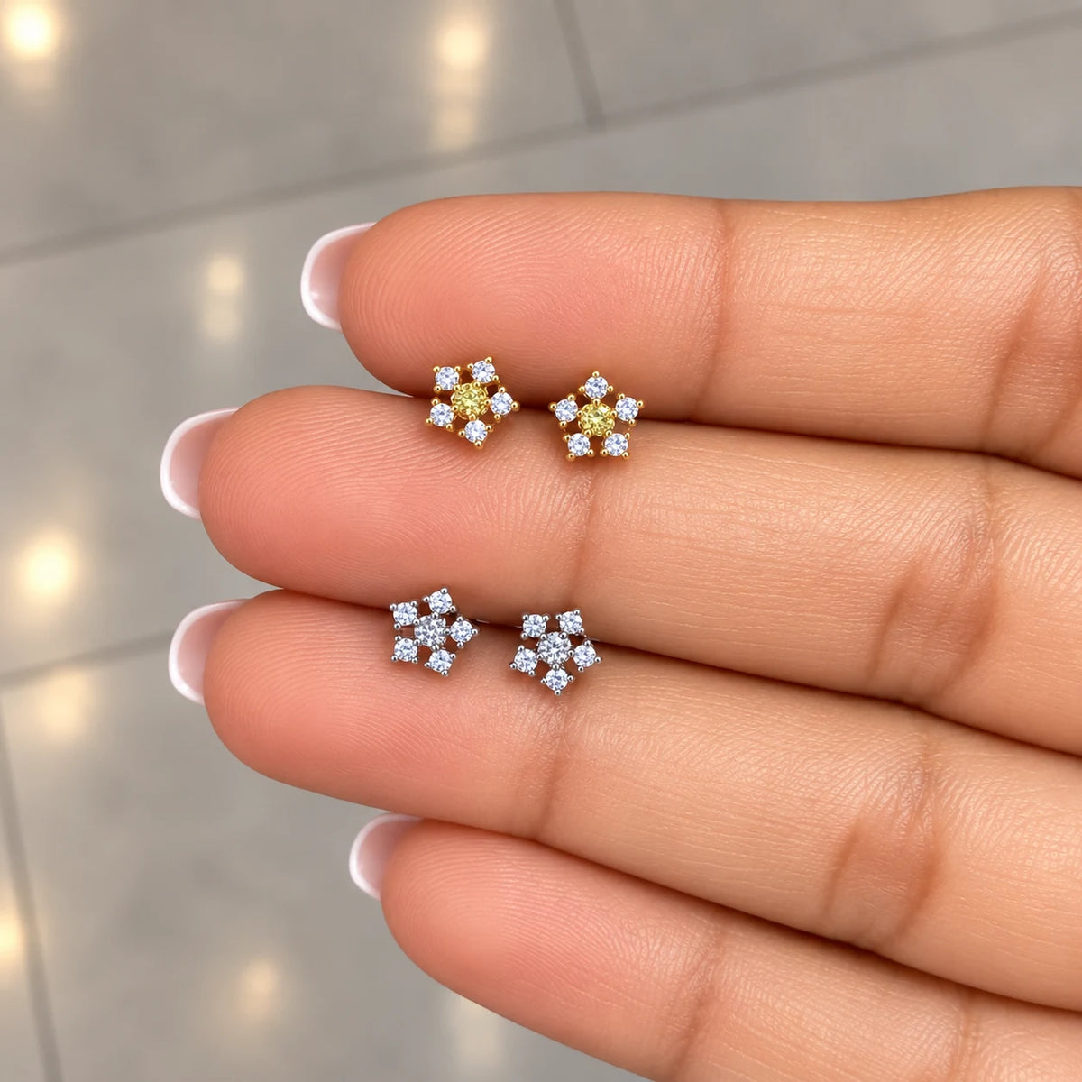 18k Gold Plated Stainless Steel Snowflake – PAIR