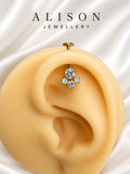 Gold Colour Round CZ Cluster Upper Helix(BUGADI)- 1 Piece