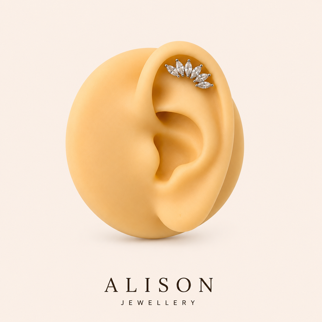 Stainless Steel Leaf Cluster Stud Earrings - PAIR