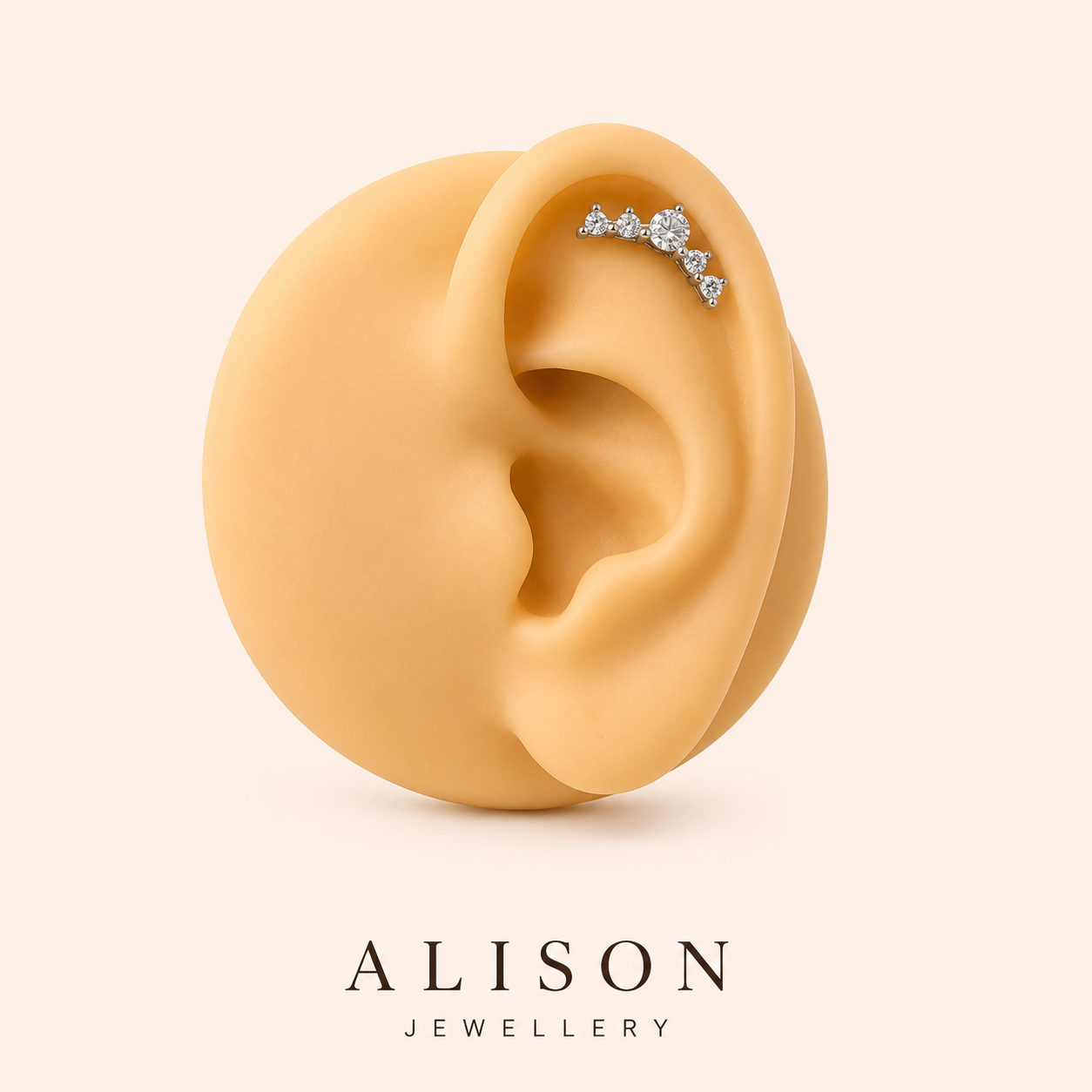 Stainless Steel Crown Crystal Cartilage Stud Earrings -PAIR