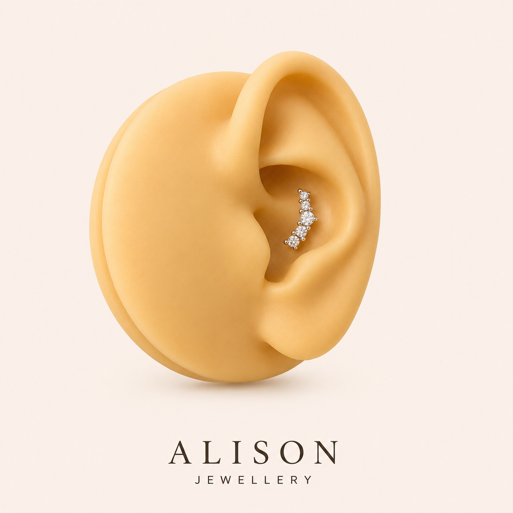 Stainless Steel Crown Crystal Cartilage Stud Earrings -PAIR