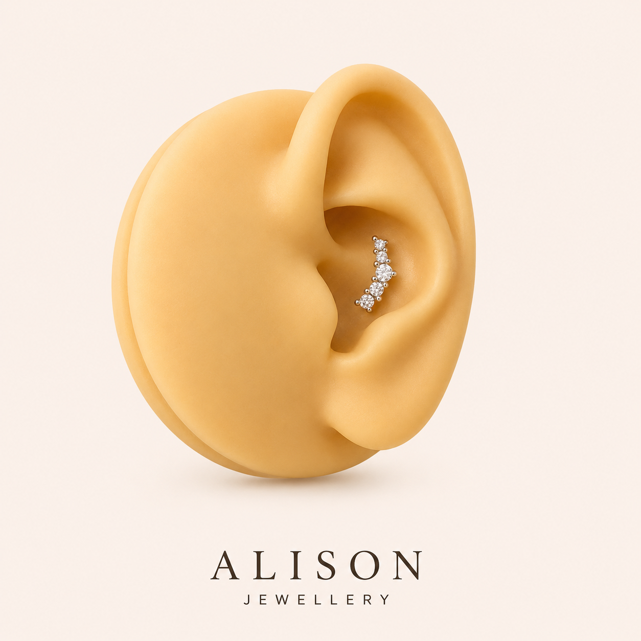 Stainless Steel Crown Crystal Cartilage Stud Earrings -PAIR