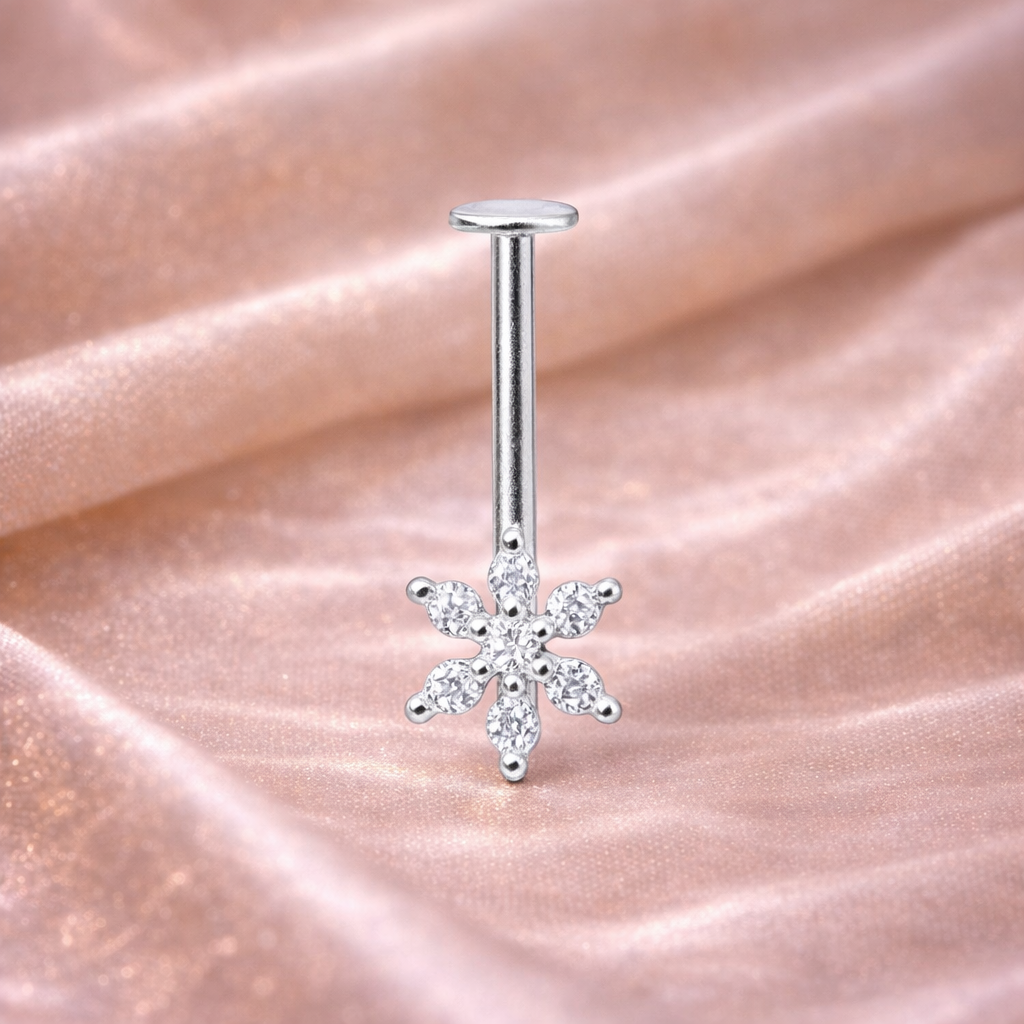 Gold & Silver Colour Flower Shape Upper Helix(BUGADI) Stud - 1 Piece