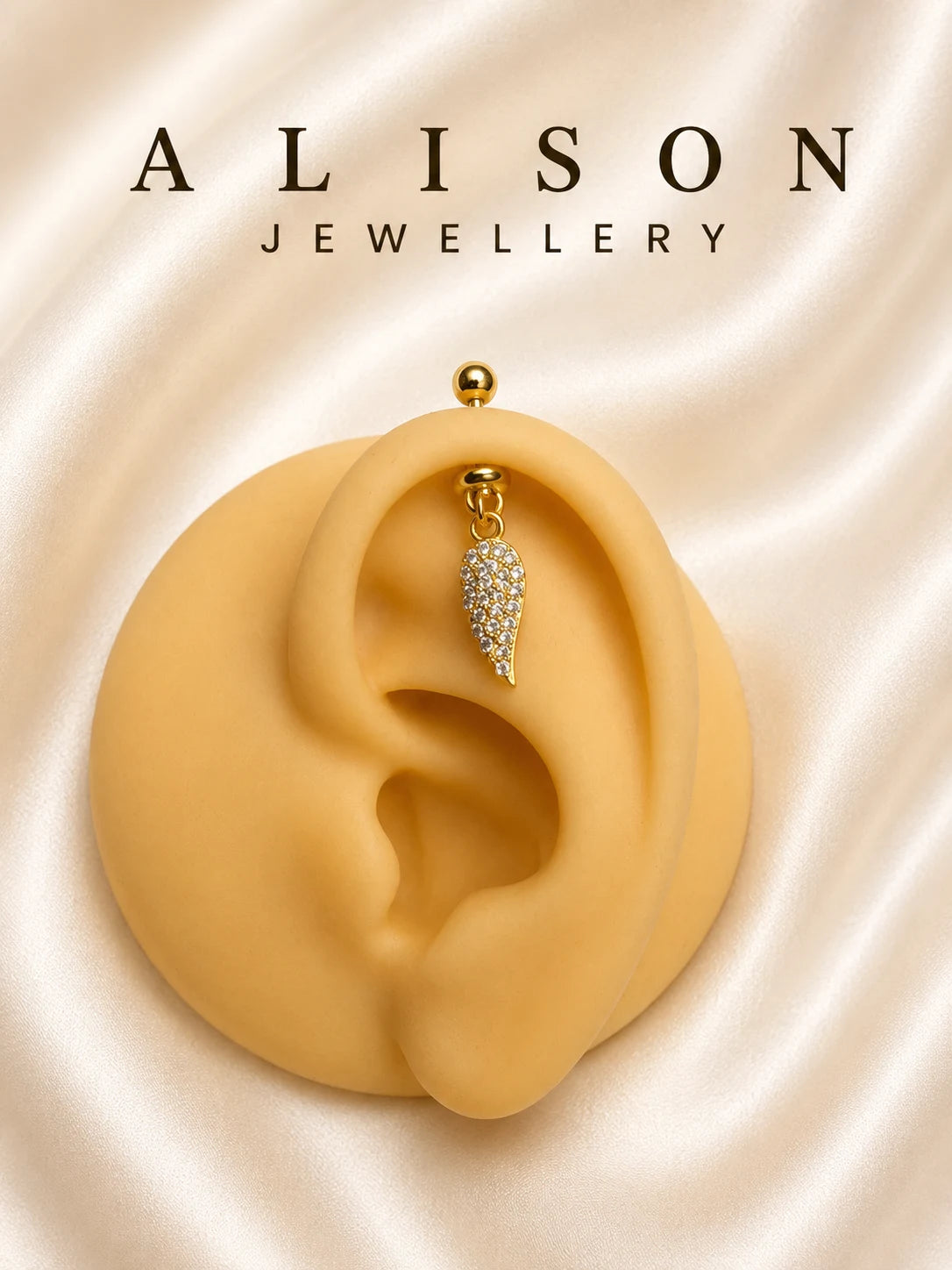 Gold Color Leaf Hanging Upper Helix(BUGADI) Studs - 1 Pc