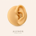 Stainless Steel Gold Leaf Vine Cartilage Stud Earrings - PAIR