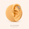 Stainless Steel Two-Tone Crystal Leaf Cartilage Stud Earrings -PAIR