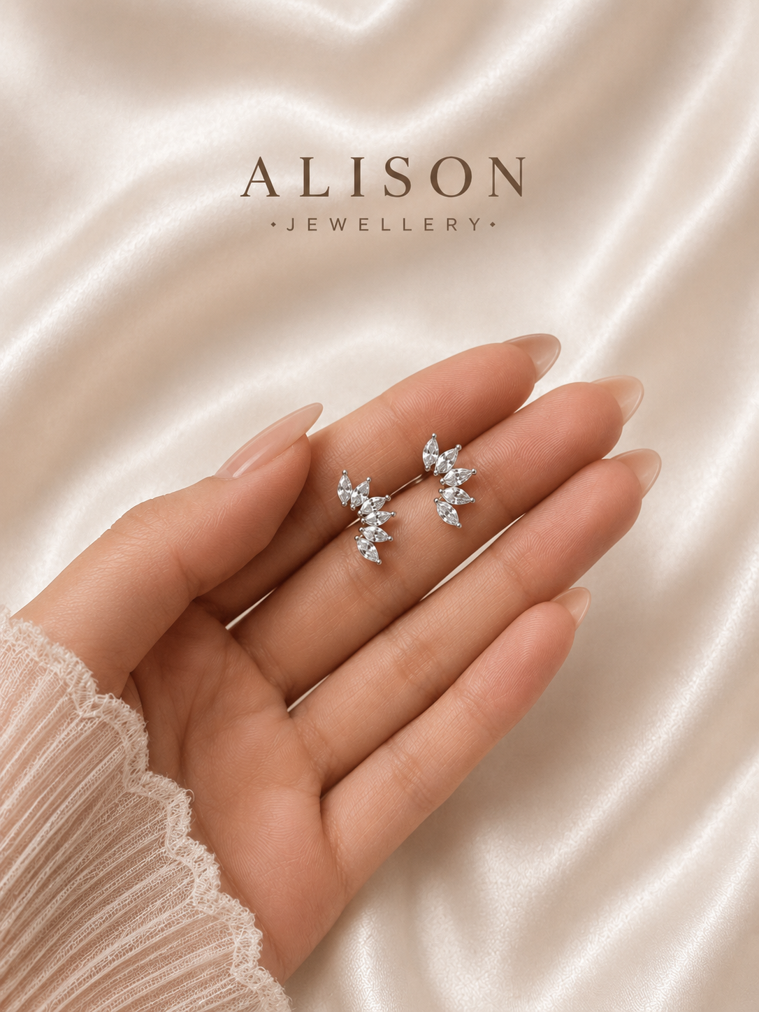 Stainless Steel Leaf Cluster Stud Earrings - PAIR