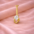 Heart shape CZ Gold & Silver Upper Helix(BUGADI) Studs 16G - 1 Piece