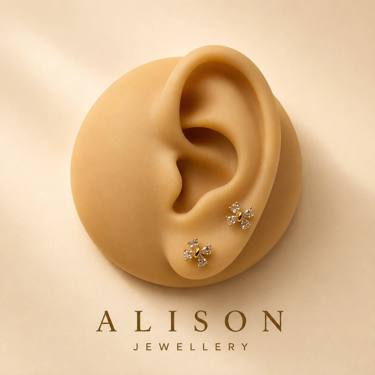 Stainless Steel Butterfly Zircon Flat Back Stud - PAIR