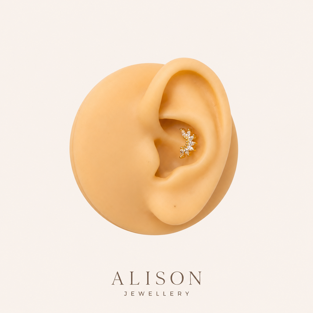 Stainless Steel Marquise CZ Cluster Cartilage Stud - PAIR
