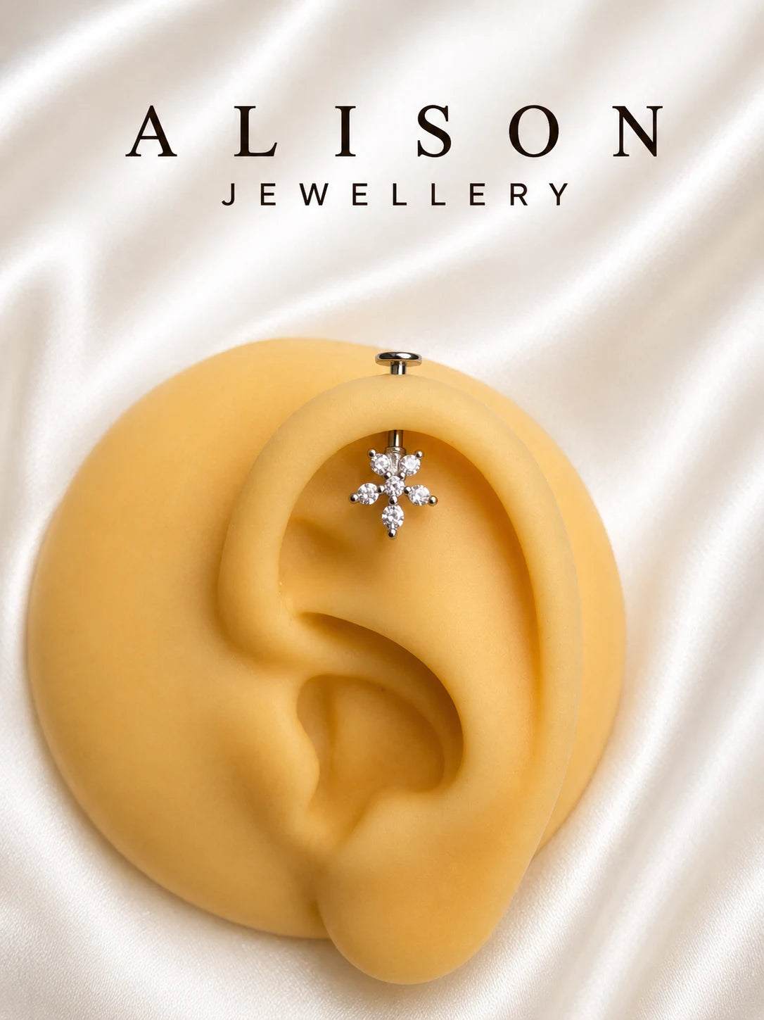 Gold & Silver Colour Flower Shape Upper Helix(BUGADI) Stud - 1 Piece