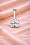 Flower Shaped CZ Gold & Silver Upper Helix (BUGADI)Studs 16G - 1 Piece