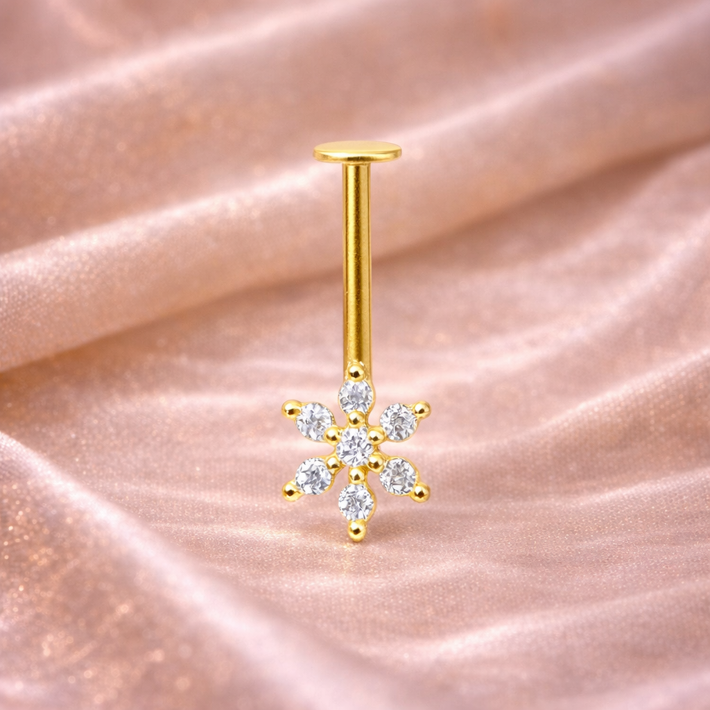 Gold & Silver Colour Flower Shape Upper Helix(BUGADI) Stud - 1 Piece