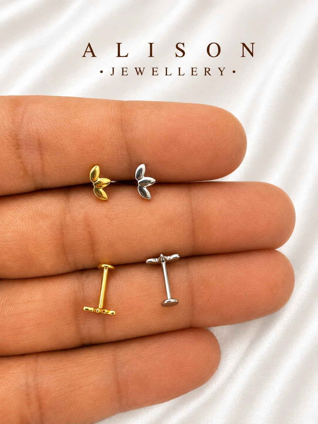 ASTM F136 Titanium Lotus Labret Stud - PAIR