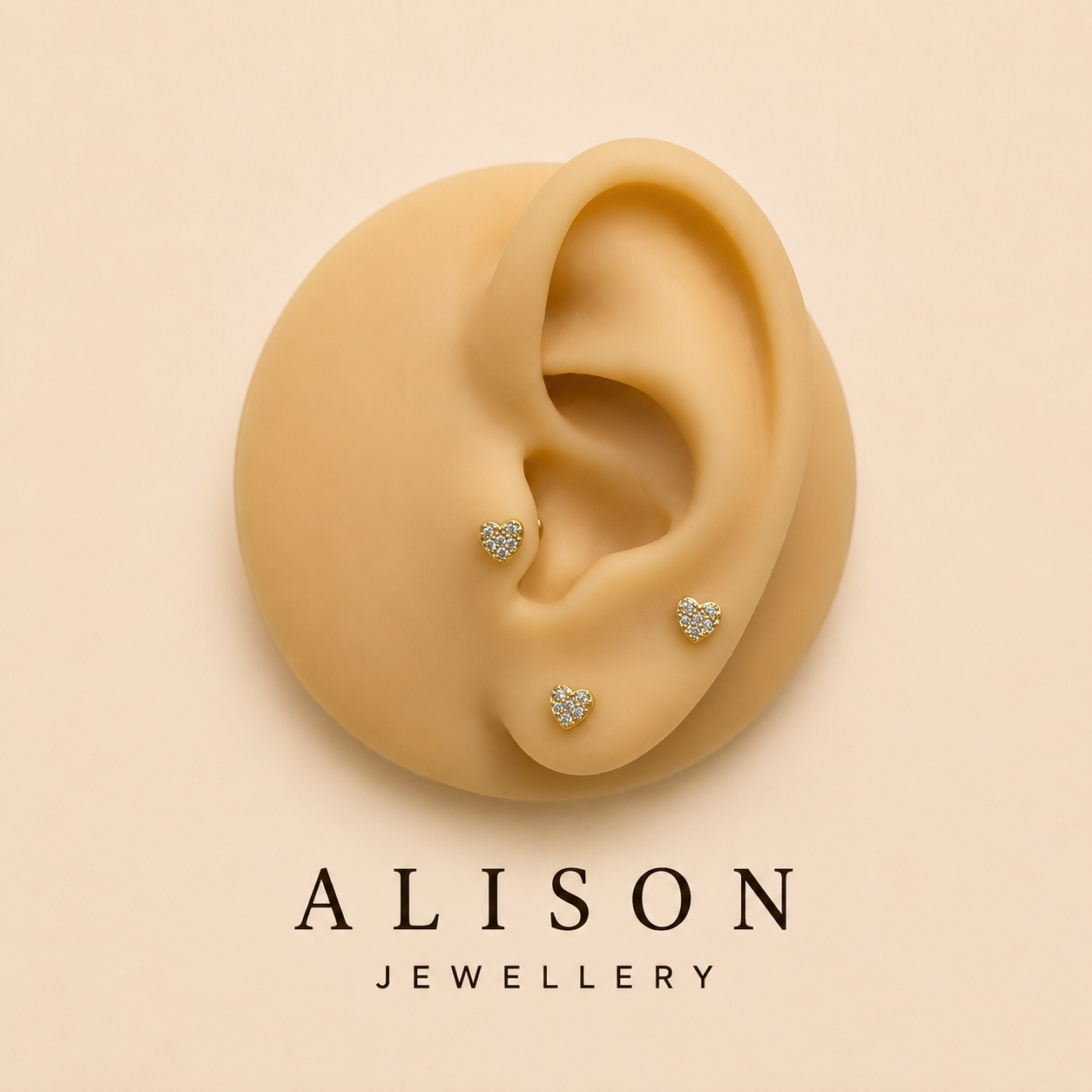 Stainless Steel Heart Zircon Flat Back Stud - PAIR
