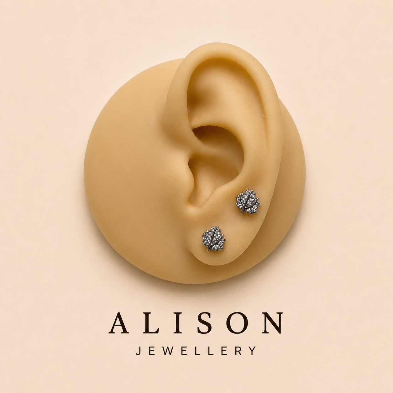 Stainless Steel Planet Zircon Flat Back Stud - PAIR