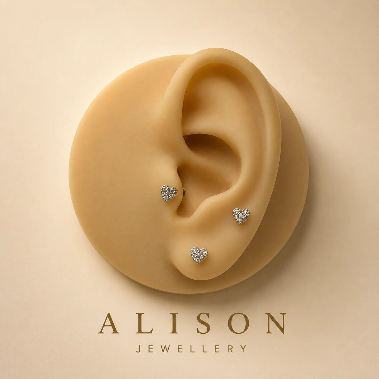 Stainless Steel Heart Zircon Flat Back Stud - PAIR