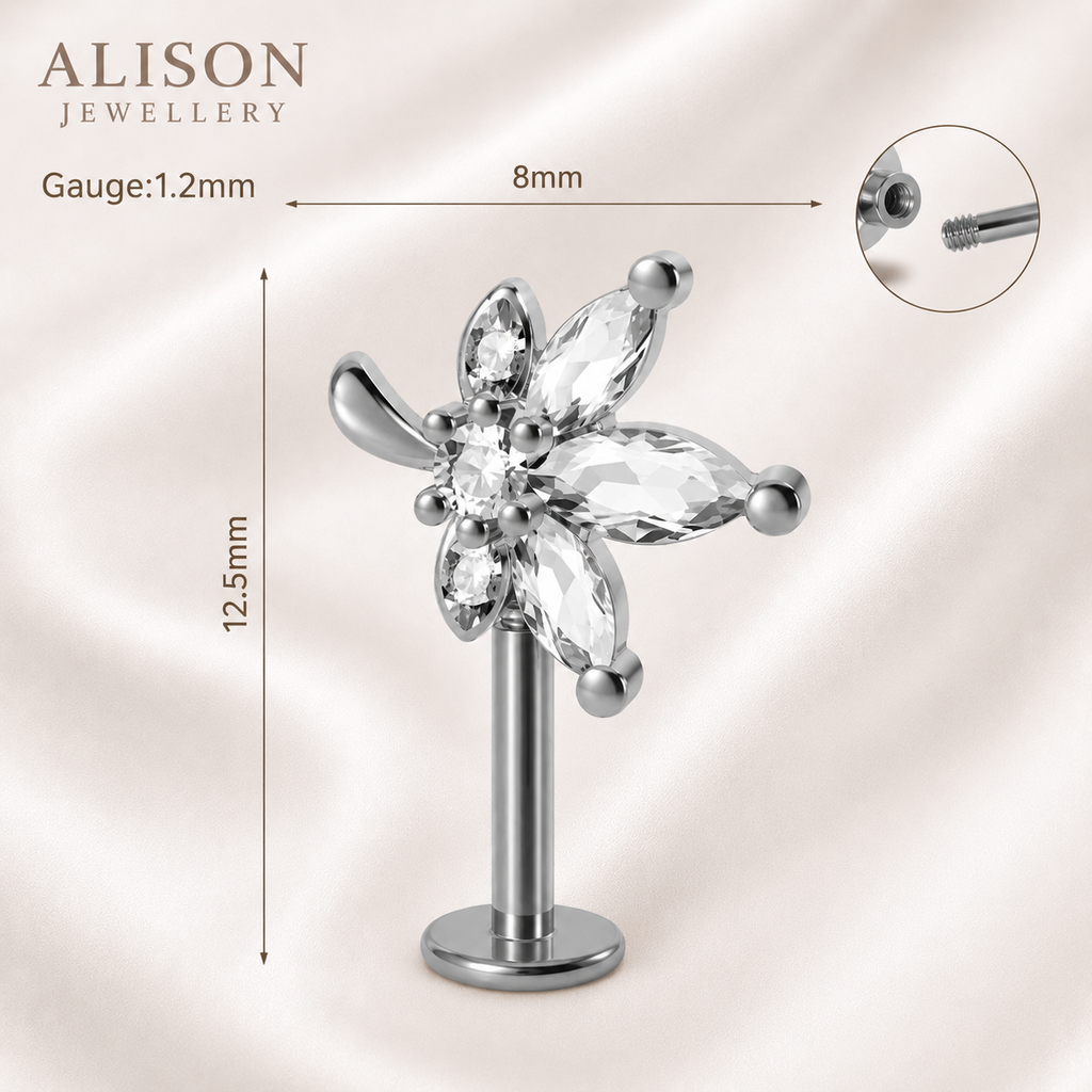 Luxe Floral Gold Labret Stud - SINGLE