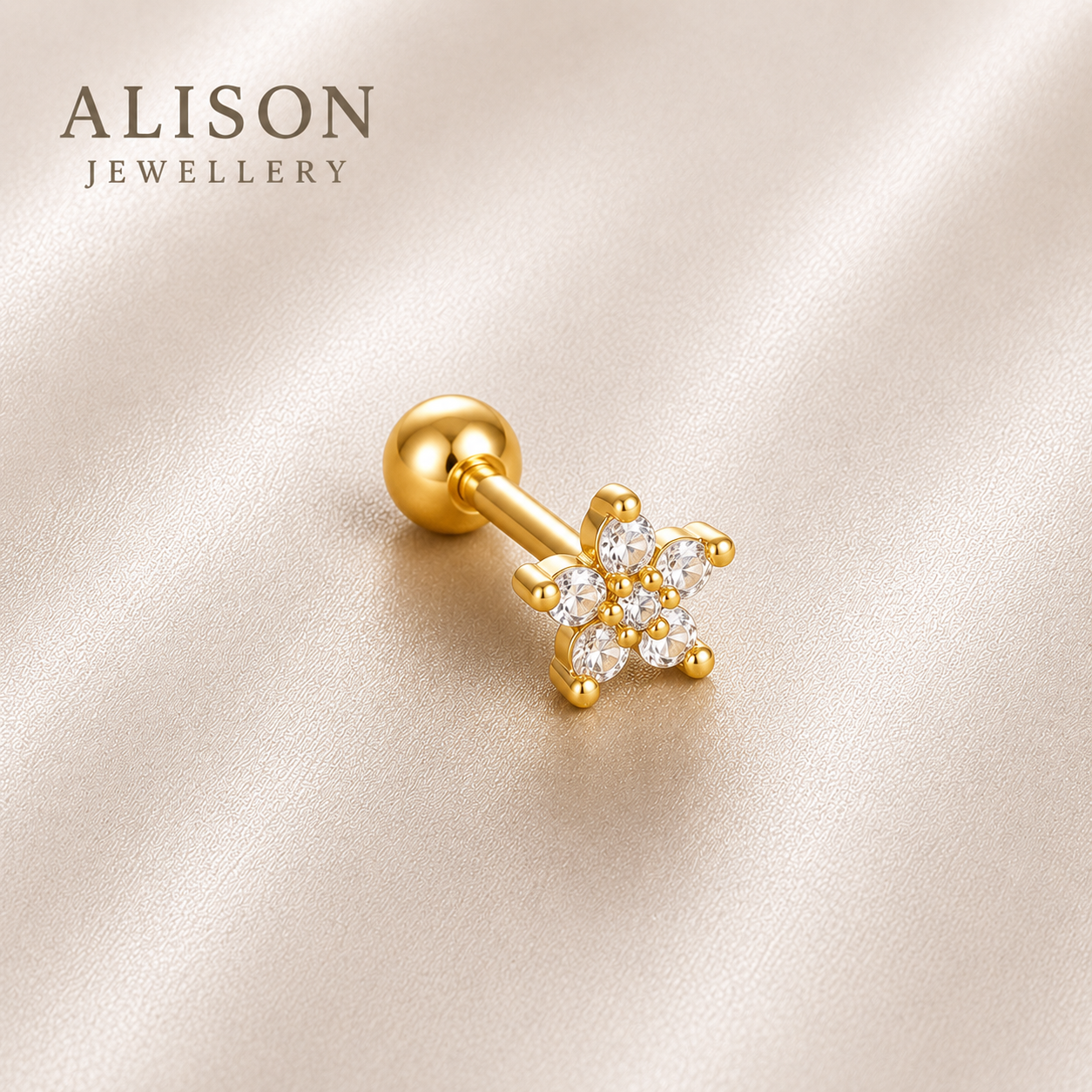 Surgical Steel Celina Crystal Flower Stud - PAIR