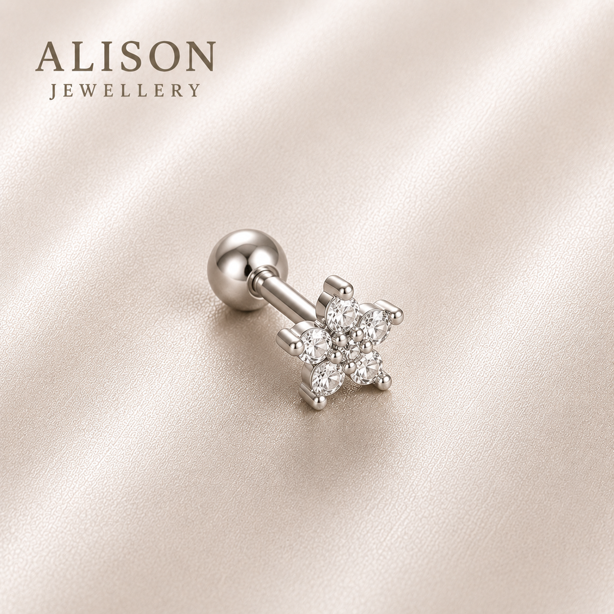 Surgical Steel Celina Crystal Flower Stud - PAIR