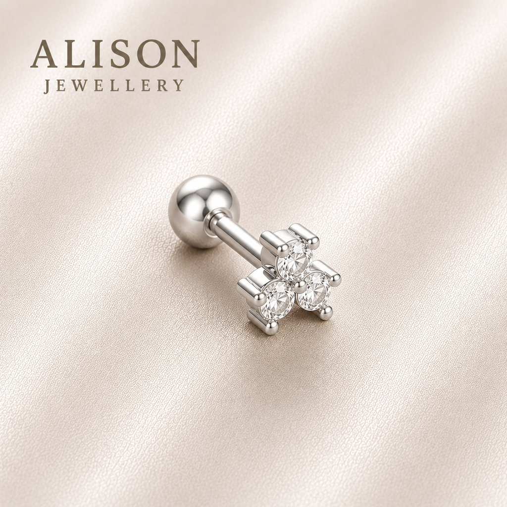 Surgical Steel Trinity Crystal Stud - PAIR