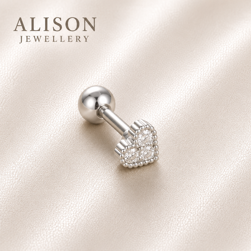 Surgical Steel Aurelia Crystal Trio Stud - PAIR