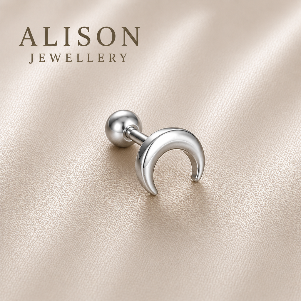 Surgical Steel Luna Crescent Stud - PAIR