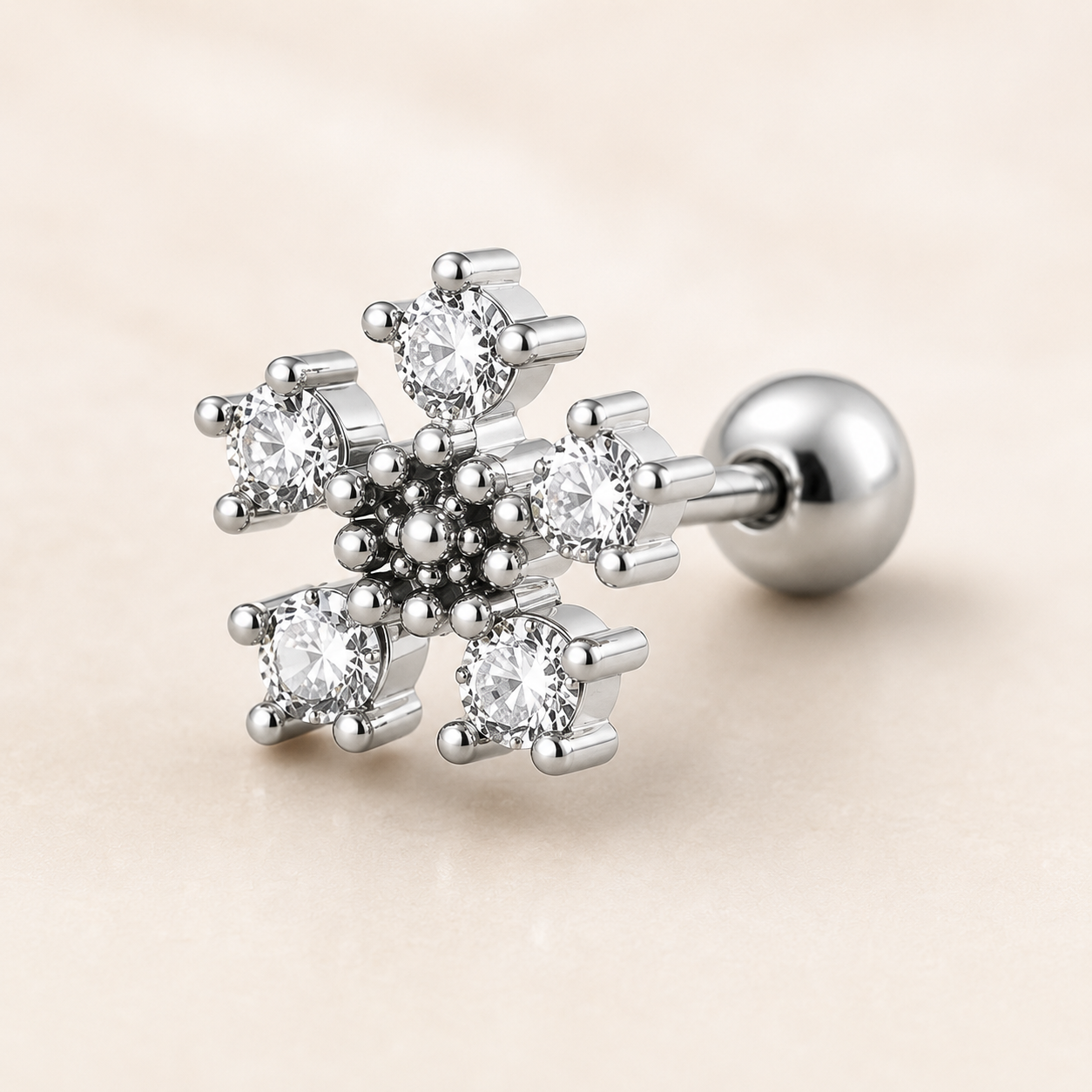Stainless Steel Gold and Silver Snowflake CZ Stainless Steel Stud – PAIR
