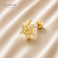 18k Gold Plated Stainless Steel Clear Stone Leaf – PAIR