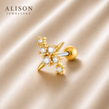 Stainless Steel Gold and Silver Starburst CZ Stud – PAIR