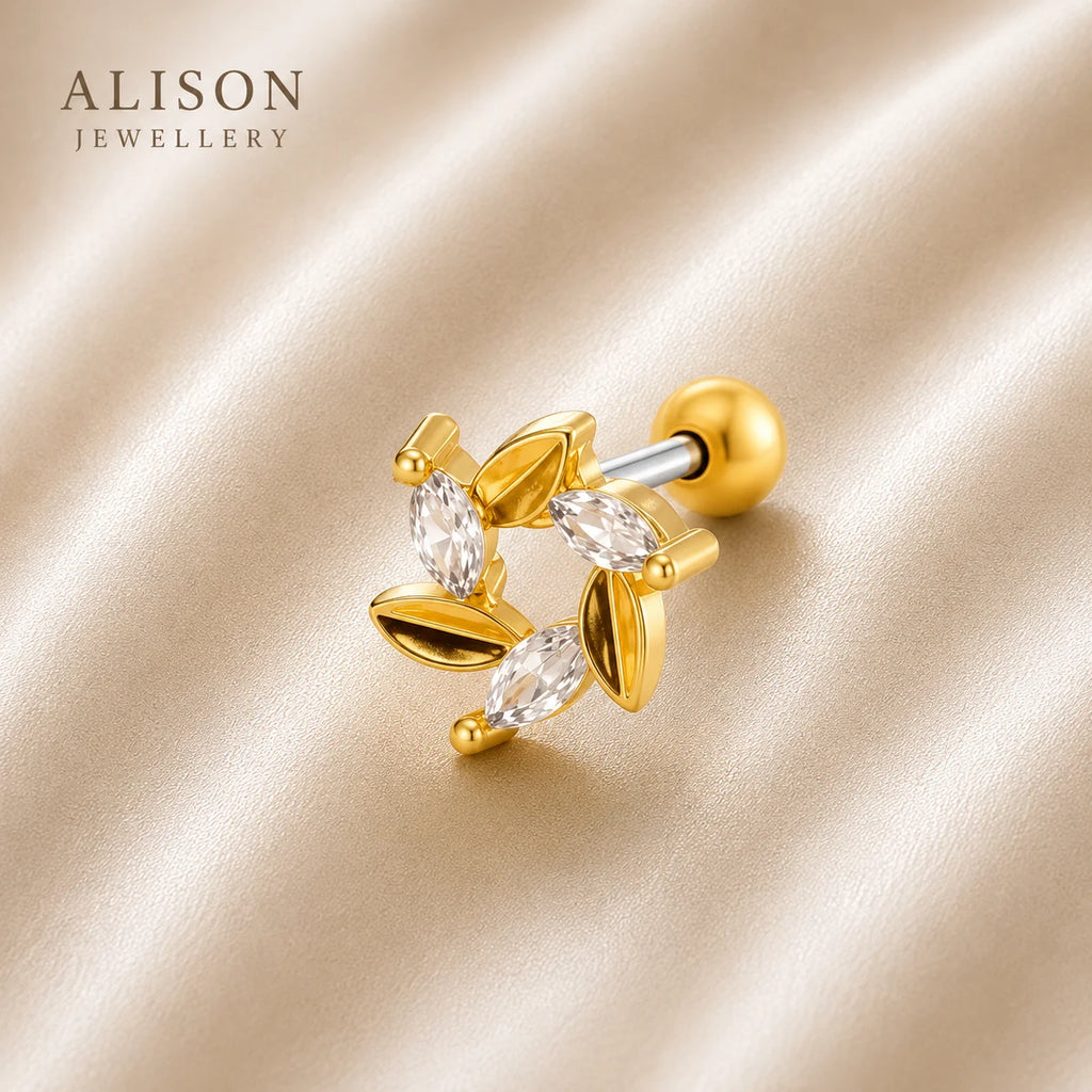 18k Gold Plated Stainless Steel Leaf – PAIR