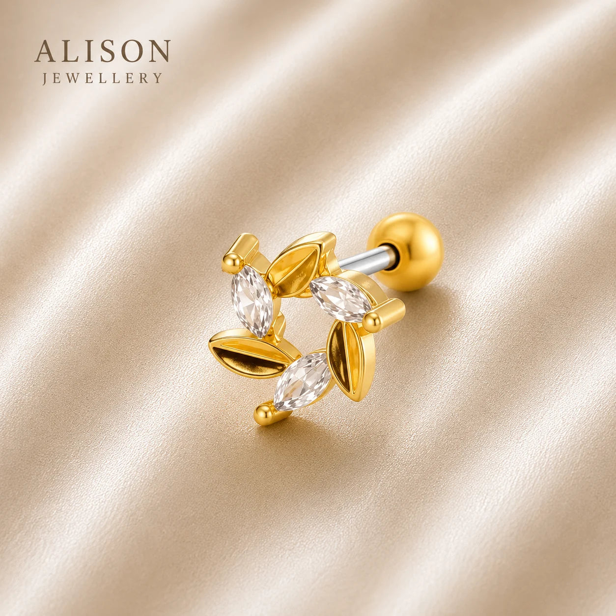 18k Gold Plated Stainless Steel Leaf – PAIR