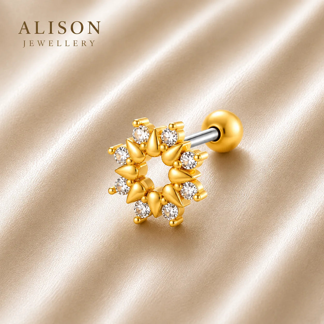 18k Gold Plated Stainless Steel Sunburst – PAIR