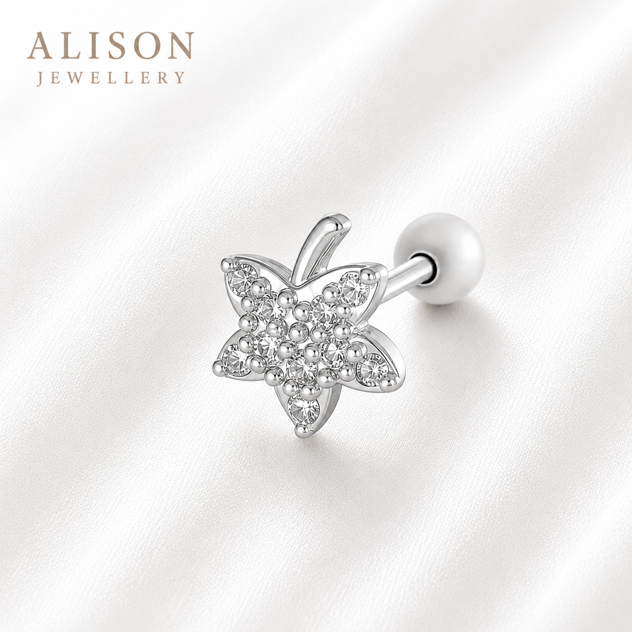 Stainless Steel Gold and Silver Butterfly CZ Stud –PAIR