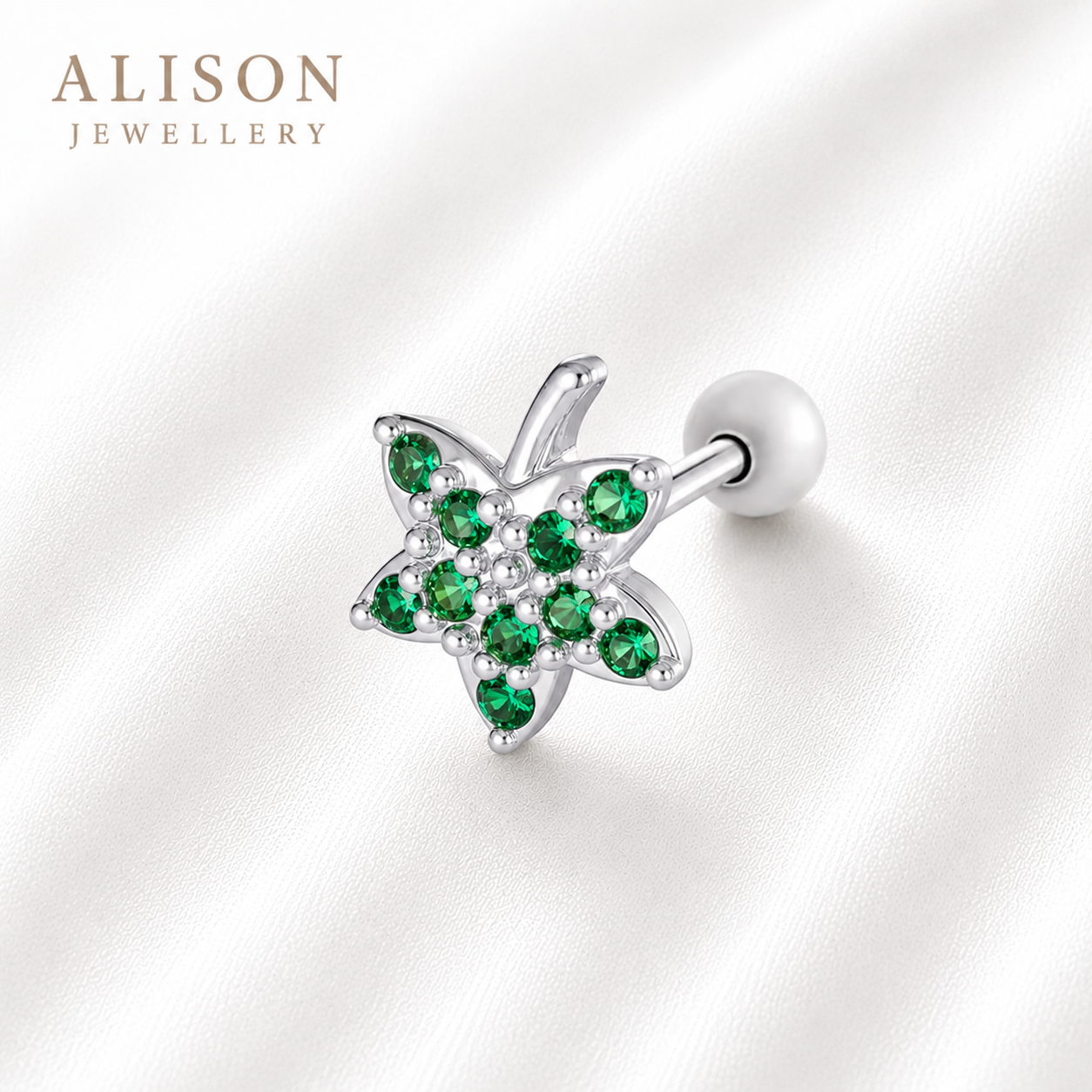 Stainless Steel Gold and Silver Green Butterfly CZ Stud – PAIR