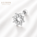 Stainless Steel Gold and Silver Sunburst CZ Stud – PAIR