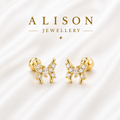 Stainless Steel Butterfly Crystal Flat Back Stud - PAIR