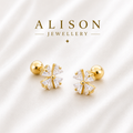 Stainless Steel Crystal Flower Flat Back Stud - PAIR