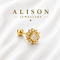 Stainless Steel Princess Cut Halo Crystal Flat Back Stud Earring - PAIR
