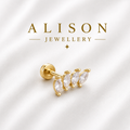 Stainless Steel Marquise Crystal Line Flat Back Stud Earring - PAIR