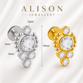 18K Gold Plated Stainless Steel Halo Crystal Labret Stud - PAIR