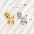 18K Gold Plated Stainless Steel Sunburst Crystal Labret Stud - PAIR