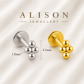 18K Gold Plated Stainless Steel Beaded Cluster Labret Stud - PAIR